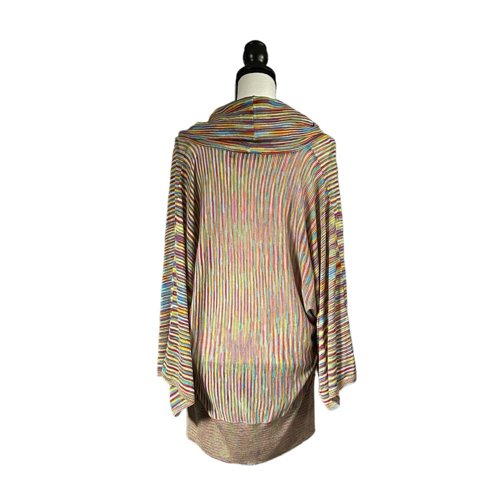 SALE Vertigo Rainbow Knit Cowl Neck Sweater Kimono Sleeve Boho Maximalist XL - Picture 3 of 13